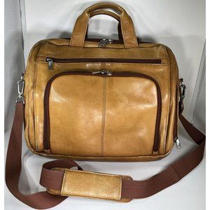 Wilsons Leather Brown Multi Compartment Laptop Briefcase Bag - Distressed